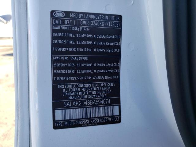 2011 LAND ROVER LR4 HSE LU SALAK2D48BA594074