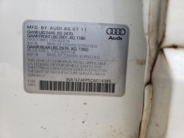2012 AUDI Q5 WA1LFAFP5CA014345
