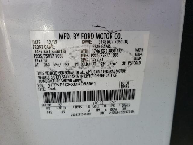 2013 FORD F150 1FTNF1CFXDKD85961