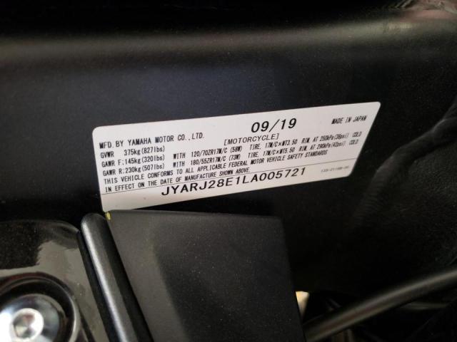2020 YAMAHA YZFR6 JYARJ28E1LA005721