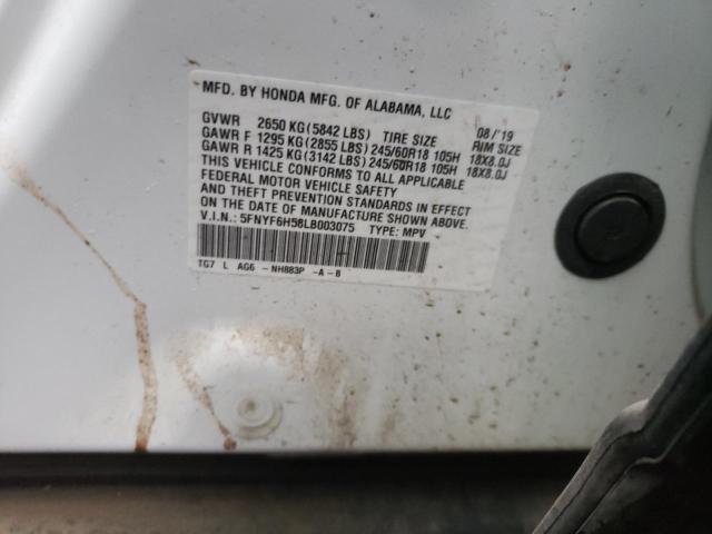 5FNYF6H58LB003075 Honda Pilot Exl 2020. Фото: 9