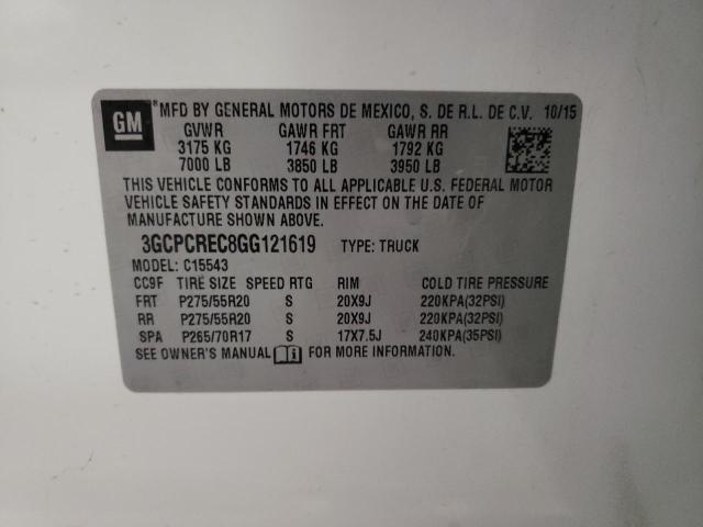 3GCPCREC8GG121619 Chevrolet Silverado 2016. Фото: 9