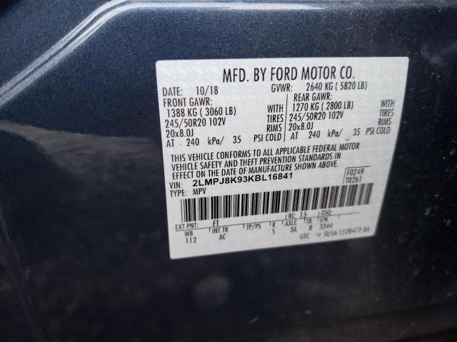 2019 LINCOLN NAUTILUS S 2LMPJ8K93KBL16841