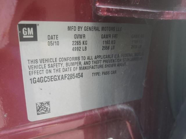 2010 BUICK LACROSSE C 1G4GC5EGXAF285454