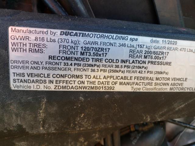 2021 DUCATI PANIGALE V ZDMDAGNW2MB015392