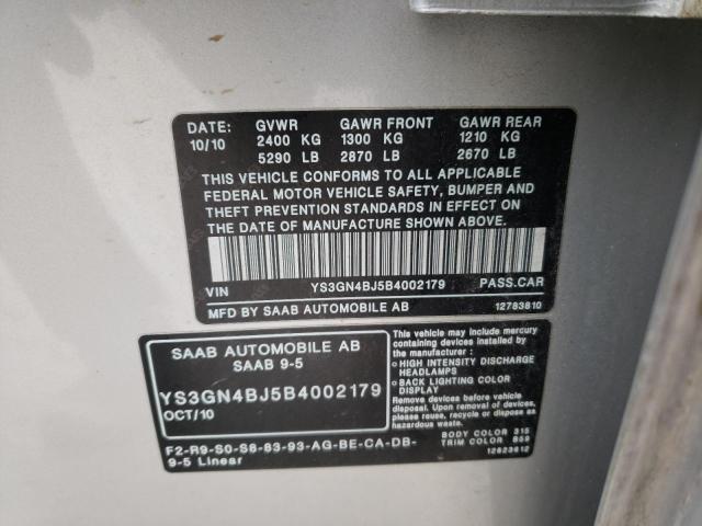 2011 SAAB 9-5 TURBO YS3GN4BJ5B4002179