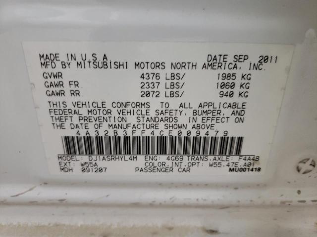 2012 MITSUBISHI GALANT ES 4A32B3FF4CE009479