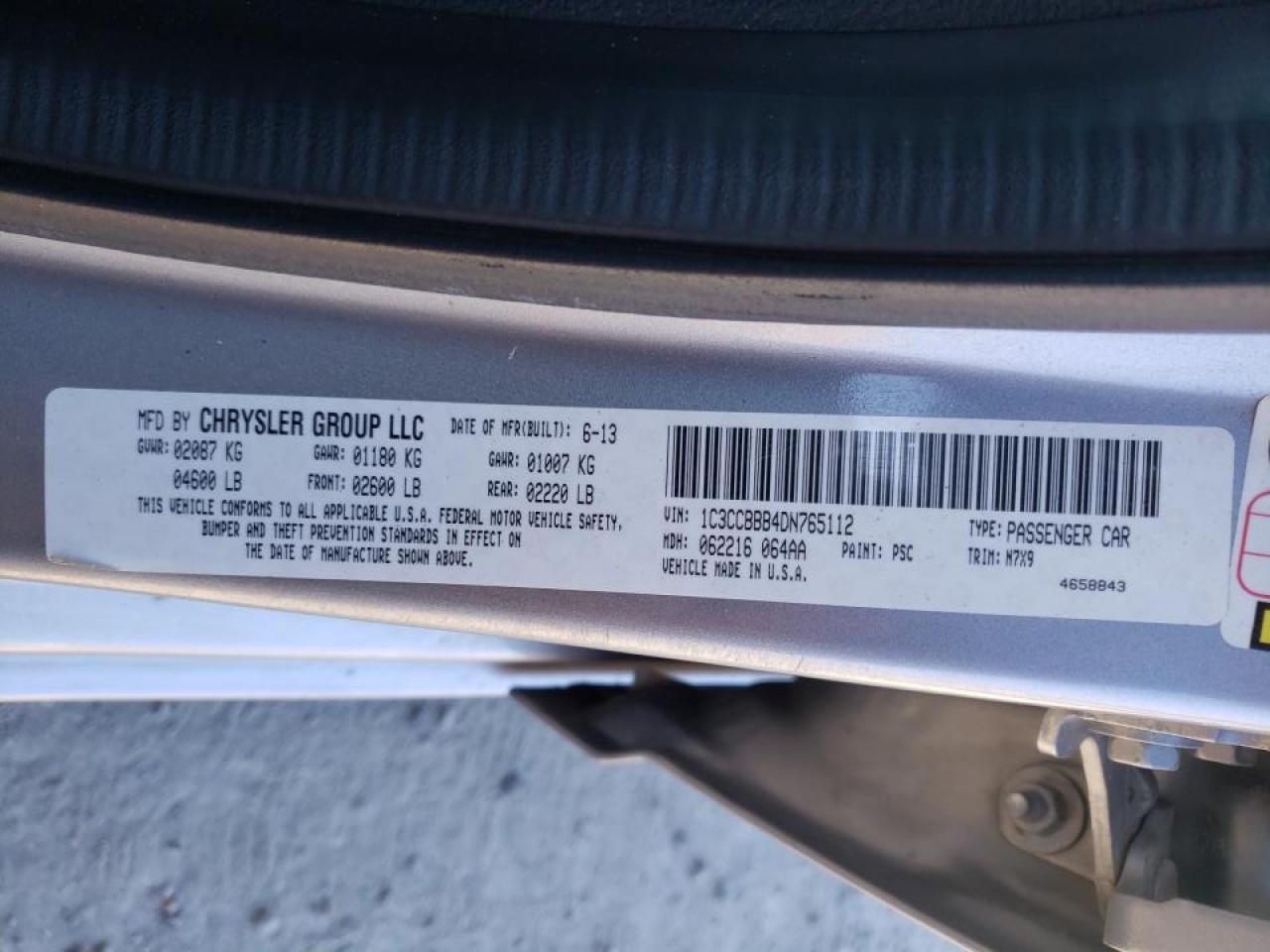 2013 Chrysler 200 Touring VIN: 1C3CCBBB4DN765112 Lot: 81339425