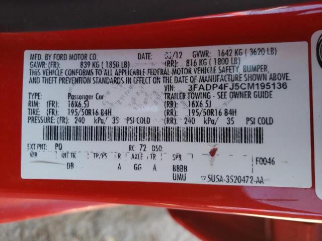 2012 FORD FIESTA SES 3FADP4FJ5CM195136