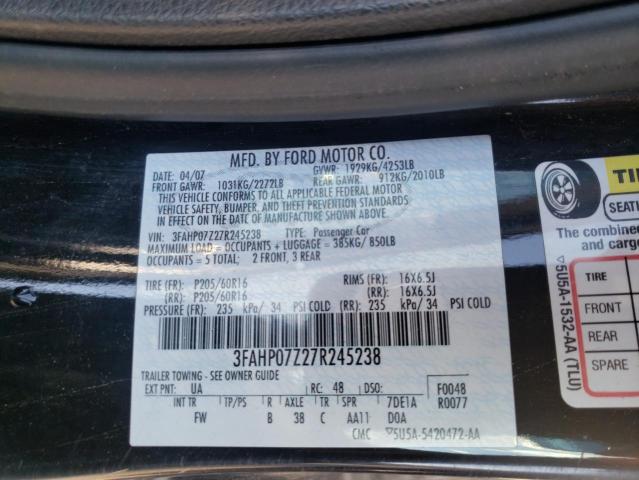 3FAHP07Z27R245238 Ford Fusion Se 2007. Фото: 9