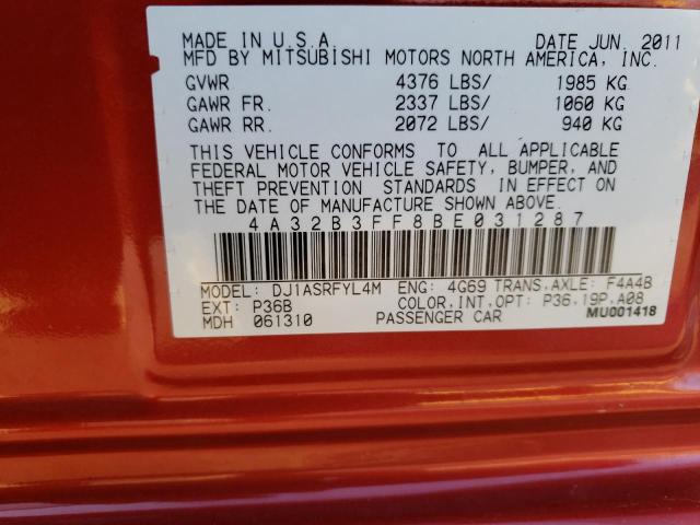 2011 MITSUBISHI GALANT ES 4A32B3FF8BE031287