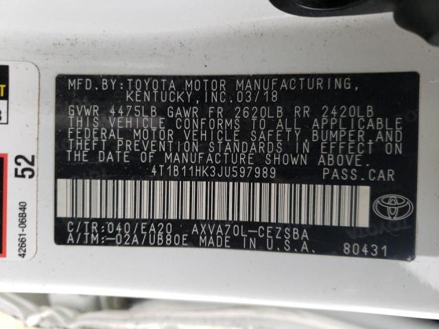 2018 TOYOTA CAMRY L - 4T1B11HK3JU597989