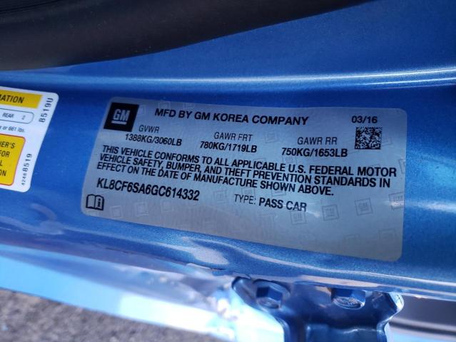 2016 CHEVROLET SPARK KL8CF6SA6GC614332