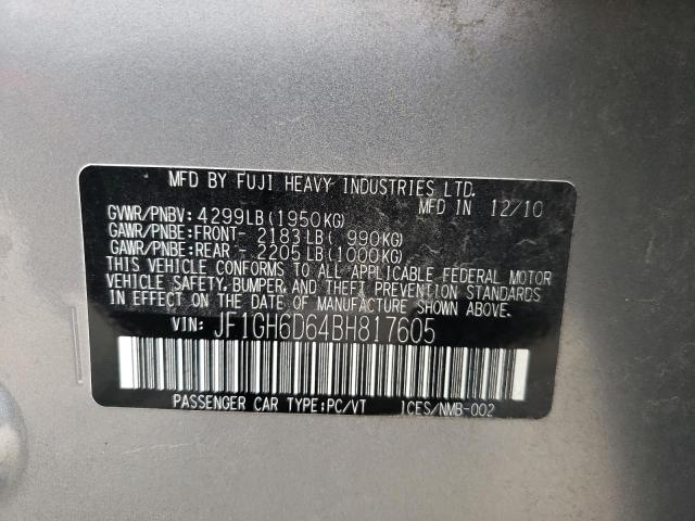 2011 SUBARU IMPREZA OU JF1GH6D64BH817605