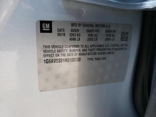 2017 CADILLAC CTS VSPORT 1G6AV5S81H0100130