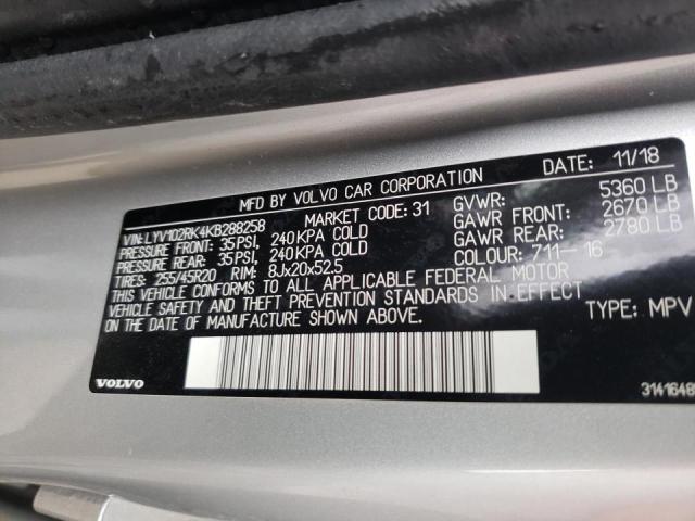 2019 VOLVO XC60 T5 LYV102RK4KB288258