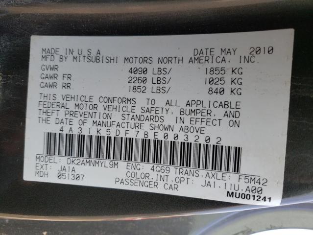 2011 MITSUBISHI ECLIPSE GS 4A31K5DF7BE003202