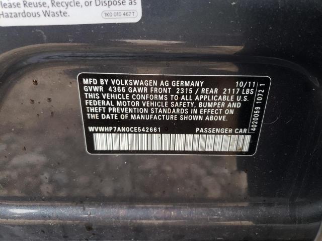 2012 VOLKSWAGEN CC LUXURY WVWHP7AN0CE542661