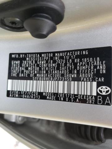 5YFBURHE8JP773159 Toyota Corolla L 2018. Фото: 9