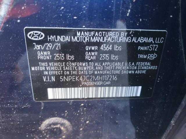 2021 HYUNDAI SONATA N L 5NPEK4JC2MH117216