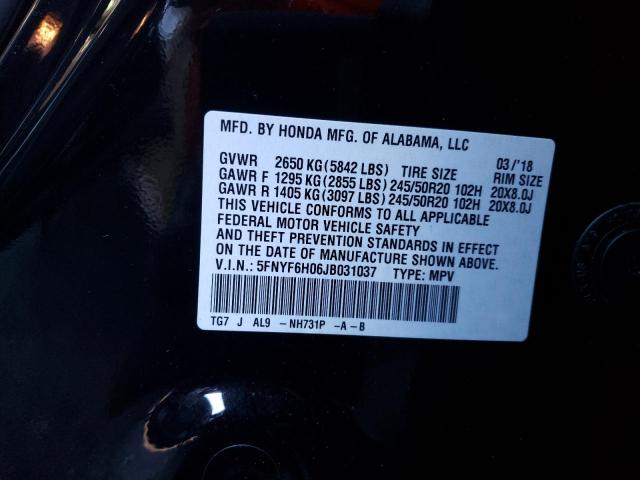 2018 HONDA PILOT ELIT 5FNYF6H06JB031037