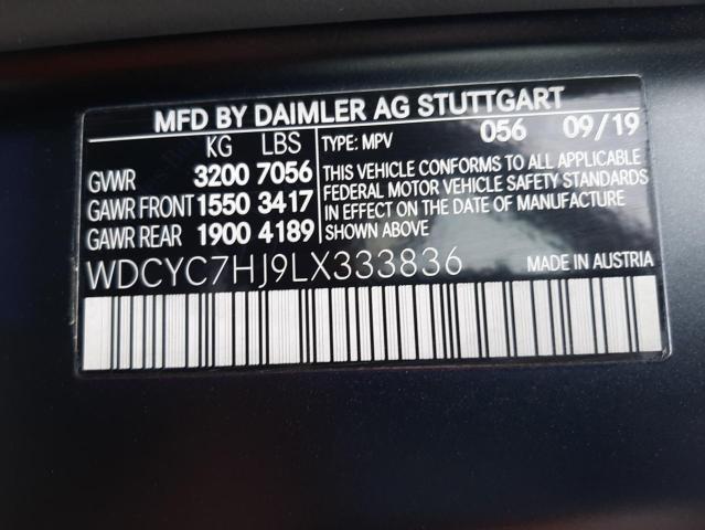 VIN WDCYC7HJ9LX333836 2020 Mercedes-Benz G-Class, 6... no.10