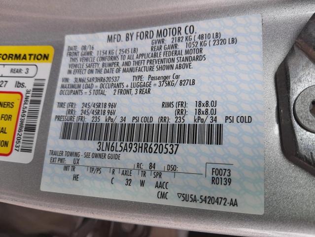 2017 LINCOLN MKZ PREMIE 3LN6L5A93HR620537