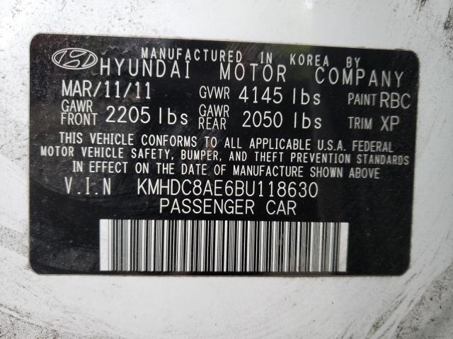 2011 HYUNDAI ELANTRA TO KMHDC8AE6BU118630