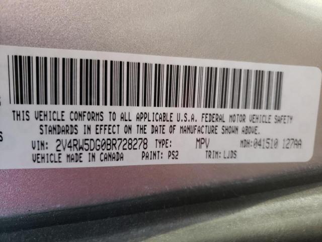 2011 VOLKSWAGEN ROUTAN SEL 2V4RW5DG0BR728278