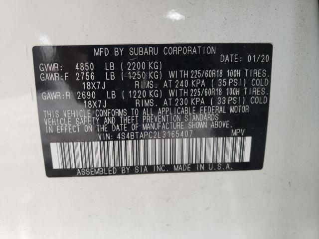 2020 SUBARU OUTBACK TO 4S4BTAPC2L3165407