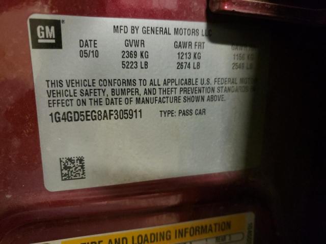2010 BUICK LACROSSE C 1G4GD5EG8AF305911