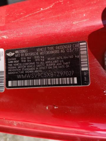 2011 MINI COOPER JOH WMWSV9C5XBTZ97027