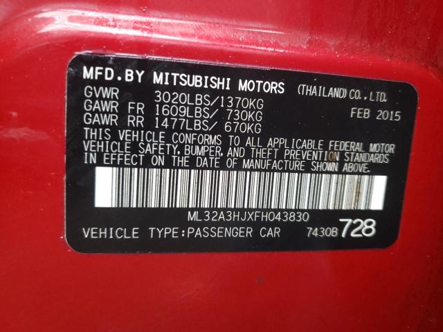 2015 MITSUBISHI MIRAGE DE ML32A3HJXFH043830