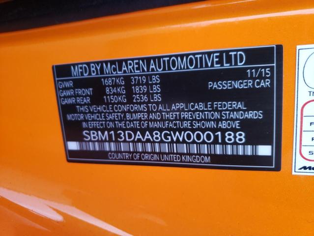 2016 MCLAREN AUTOMOTIVE 570S SBM13DAA8GW000188