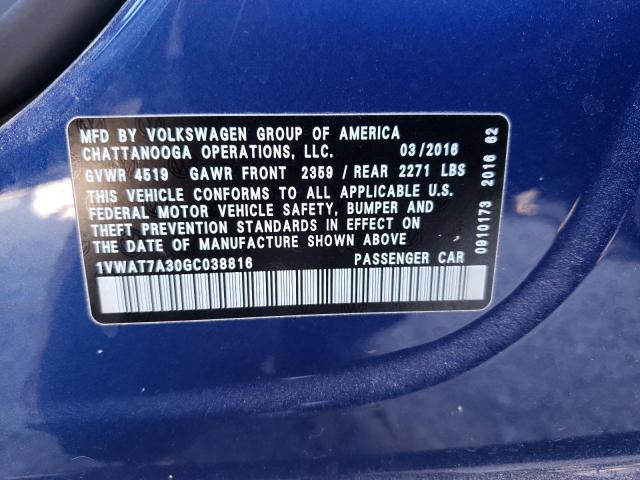 2016 VOLKSWAGEN PASSAT 1VWAT7A30GC038816
