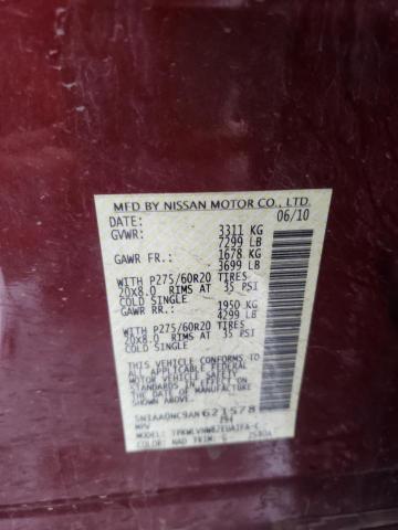2010 NISSAN ARMADA SE 5N1AA0NC9AN621578