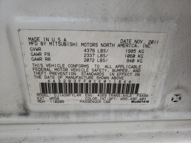 2012 MITSUBISHI GALANT ES 4A32B3FF0CE011844