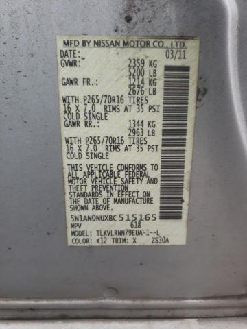 2011 NISSAN XTERRA OFF 5N1AN0NUXBC515165