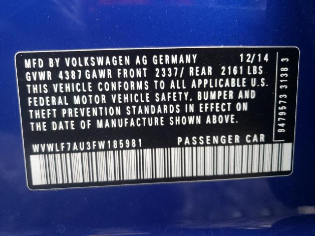 2015 VOLKSWAGEN GOLF R WVWLF7AU3FW185981