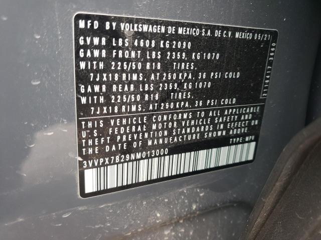 2022 VOLKSWAGEN TAOS SE IQ 3VVPX7B29NM013000