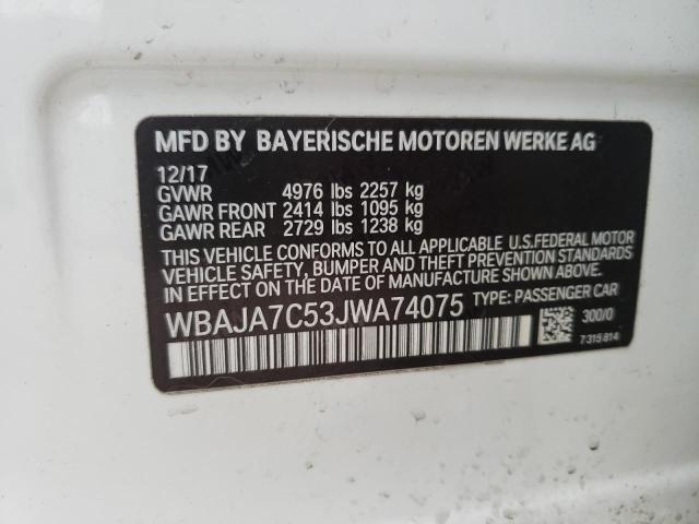 2018 BMW 530 XI WBAJA7C53JWA74075