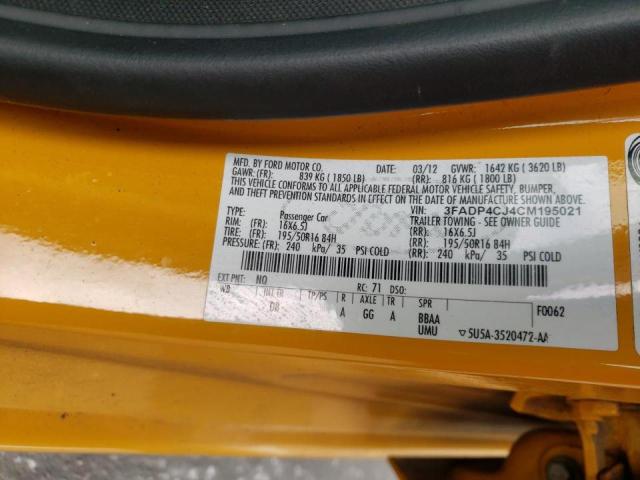 2012 FORD FIESTA SEL 3FADP4CJ4CM195021