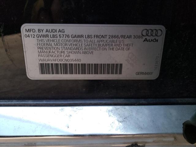 2012 AUDI A8 QUATTRO WAUAVAFD0CN035440
