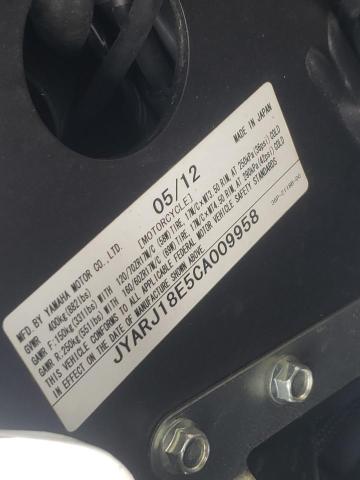 2012 YAMAHA FZ6 R JYARJ18E5CA009958