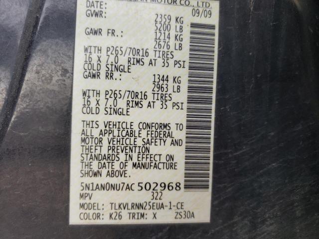 2010 NISSAN XTERRA OFF 5N1AN0NU7AC502968