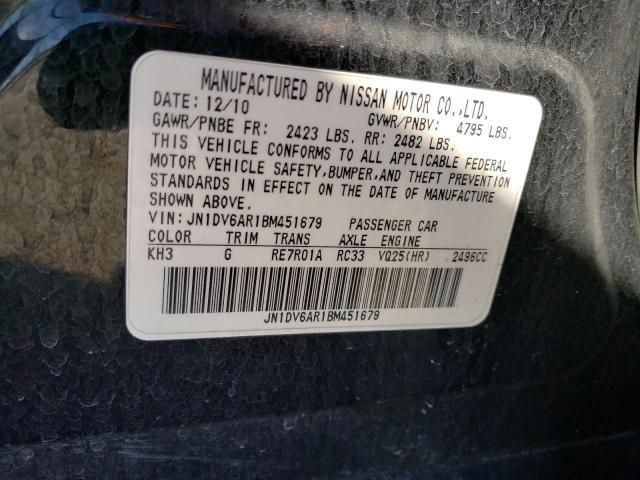 2011 INFINITI G25 JN1DV6AR1BM451679