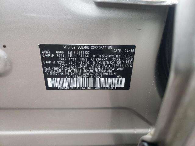 2019 SUBARU ASCENT PRE 4S4WMAHD4K3449027
