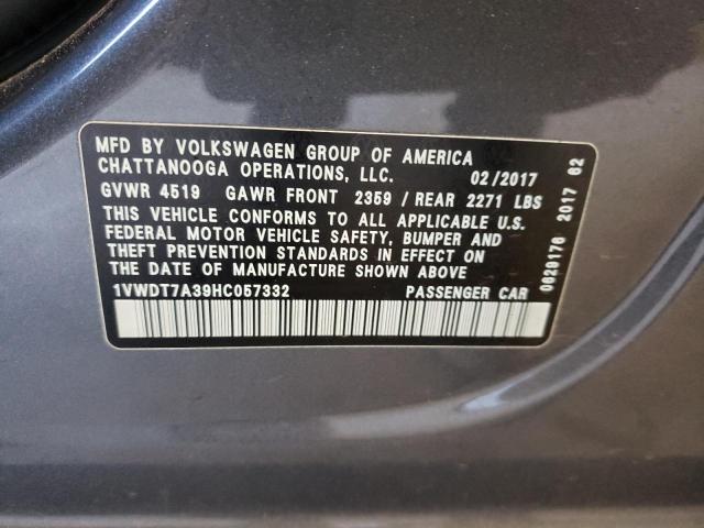 2017 VOLKSWAGEN PASSAT 1VWDT7A39HC057332