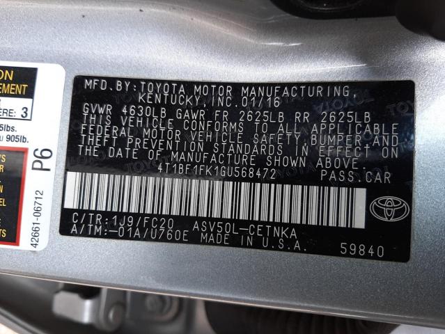 2016 TOYOTA CAMRY LE 4T1BF1FK1GU568472