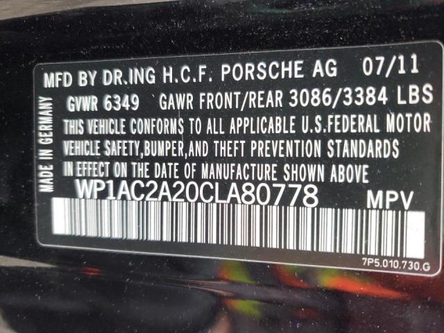 2012 PORSCHE CAYENNE TU WP1AC2A20CLA80778